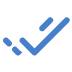 Blue checkmark icon on black background